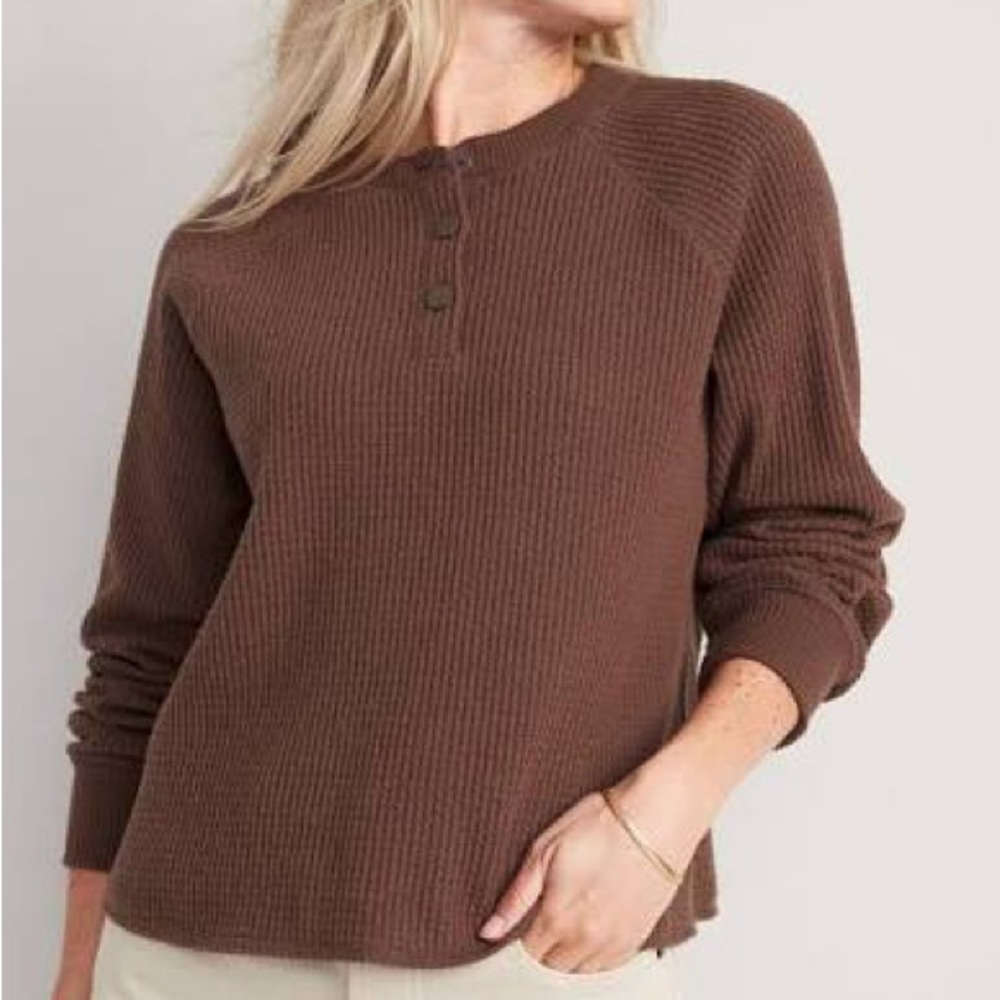 Old Navy Brown Waffle Knit Long Sleeve